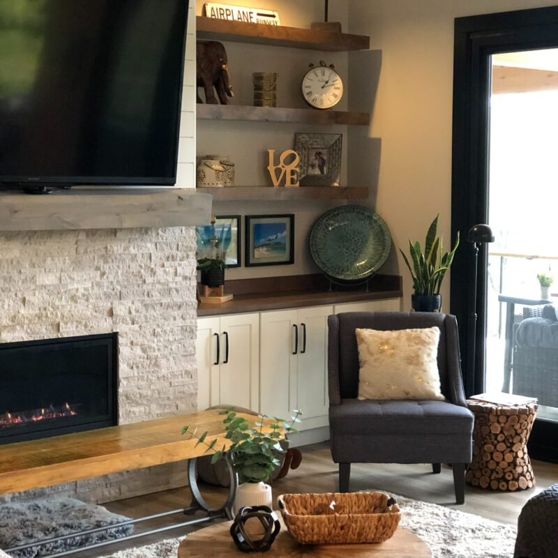 Brick Fireplace with TV